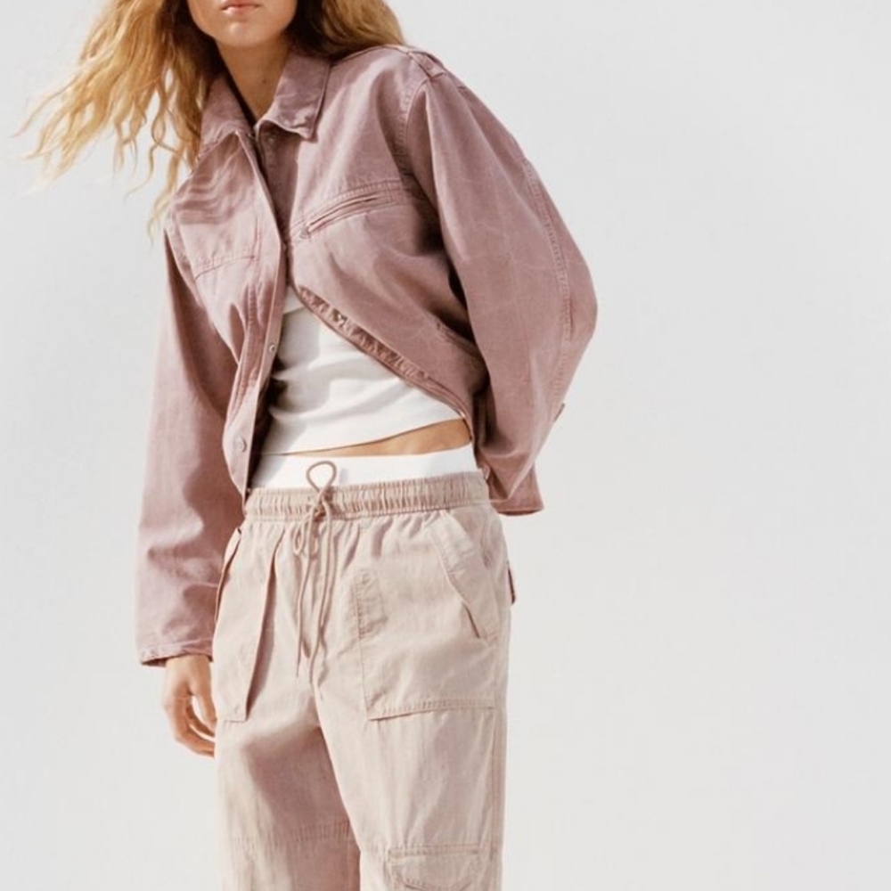 Zara Washed effect dusty Pink Jacket Sz -XL-XXL
